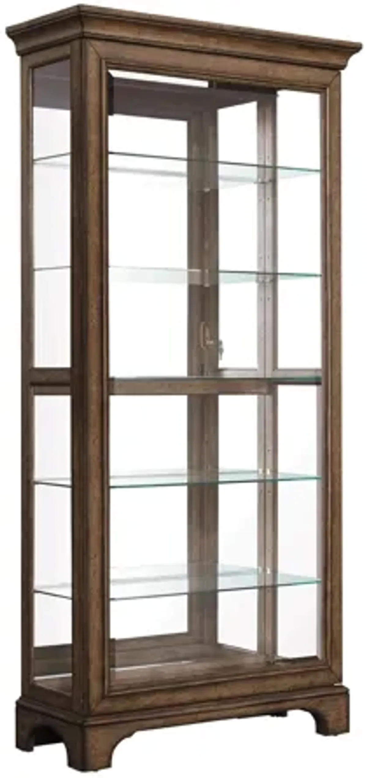 Netta Sliding Door Curio w/Glass Shelves and LED Light