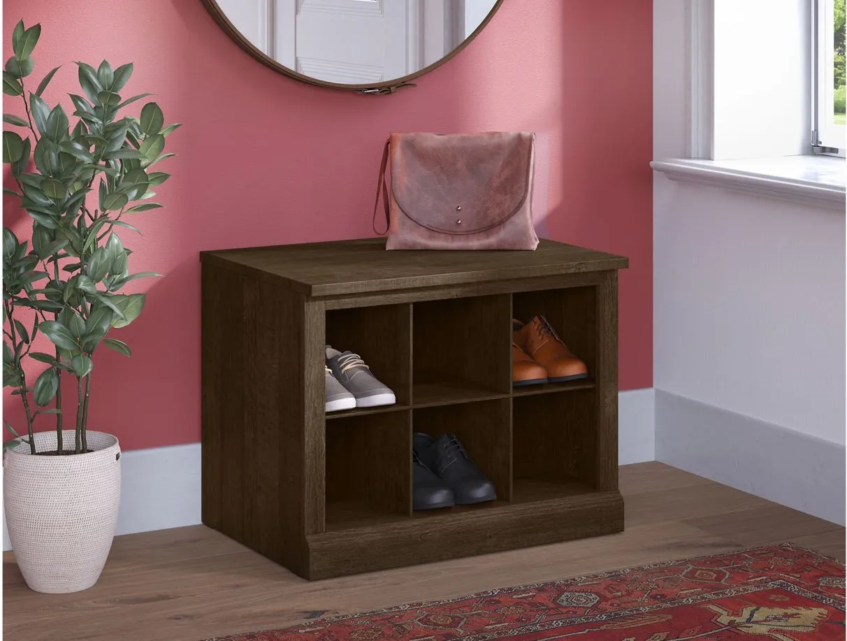 Woodland Home Shoe Bench with Shelves in Ash Brown by Bush Industries