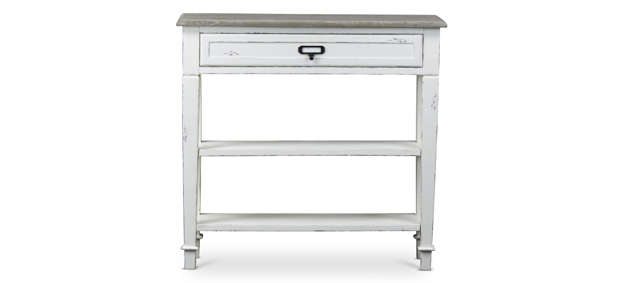 Dauphine Console Table-1 Drawer in White/Light Brown by Wholesale Interiors