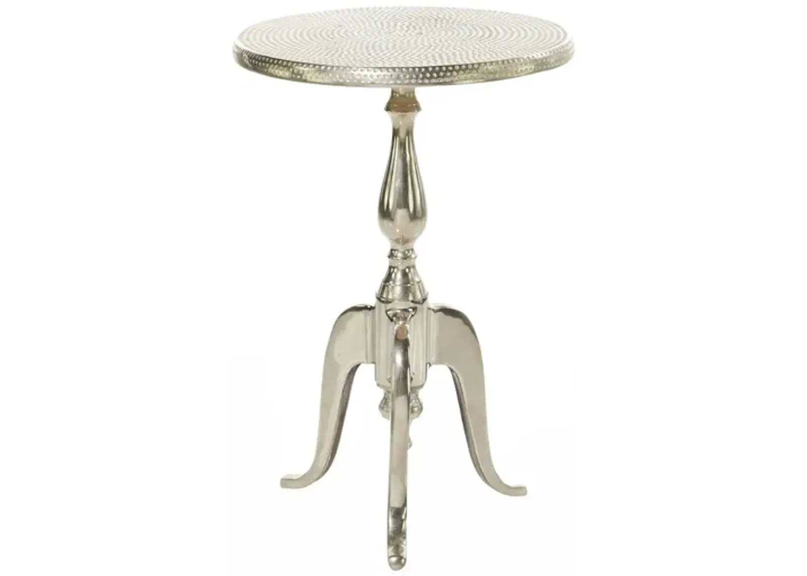 Ivy Collection Tripod Accent Table in Silver by UMA Enterprises