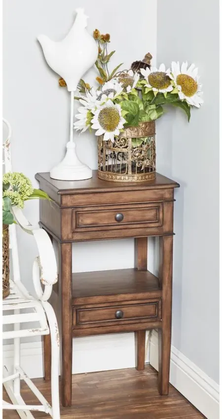 Ivy Collection Side Accent Table in Brown by UMA Enterprises