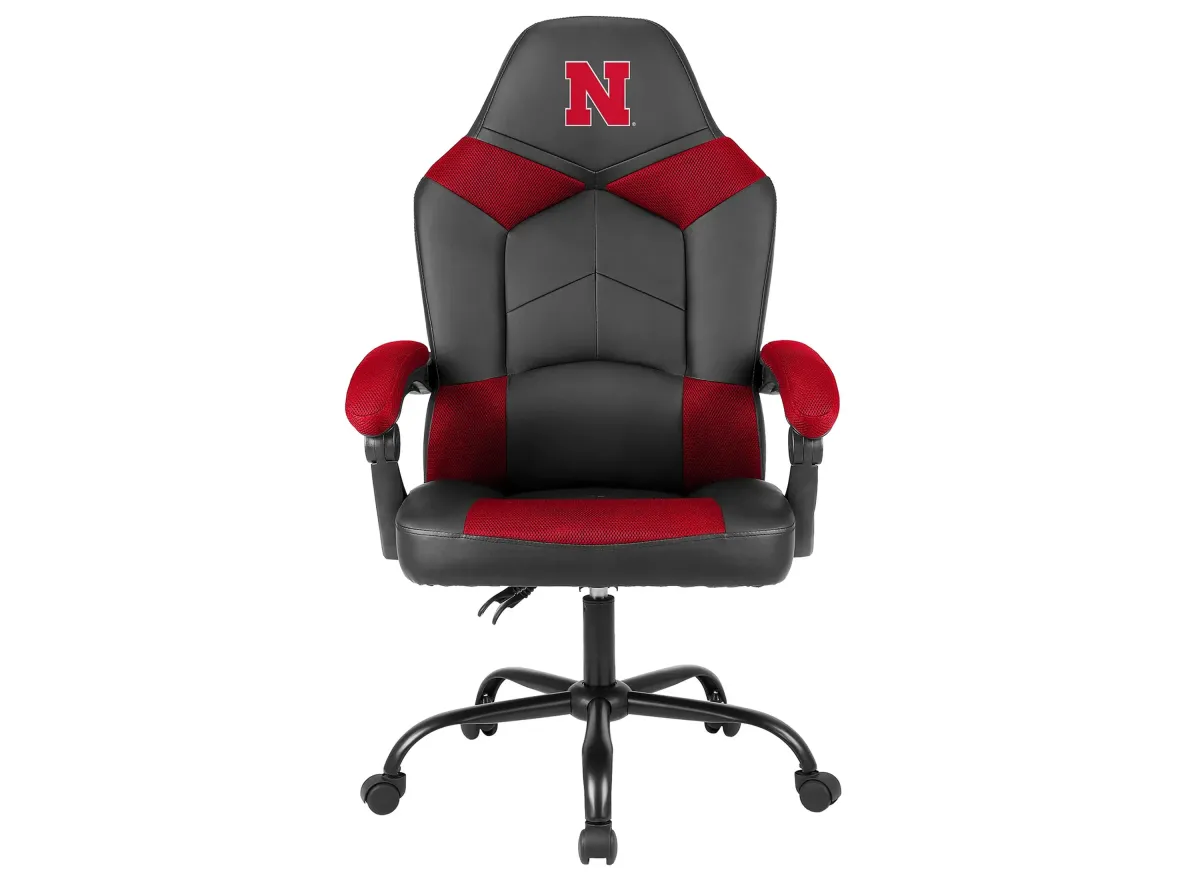 NCAA Faux Leather Oversized Gaming Chair in University Of Nebraska by Imperial International