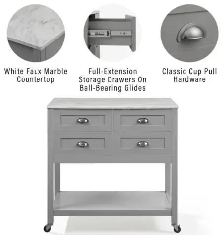 Connell Kitchen Cart in Gray by Crosley Brands
