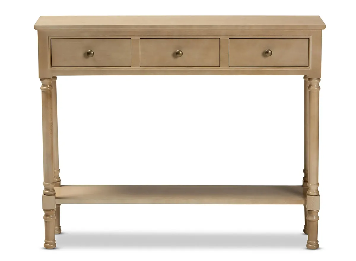 Calvin 3-Drawer Entryway Console Table in Oak Brown by Wholesale Interiors