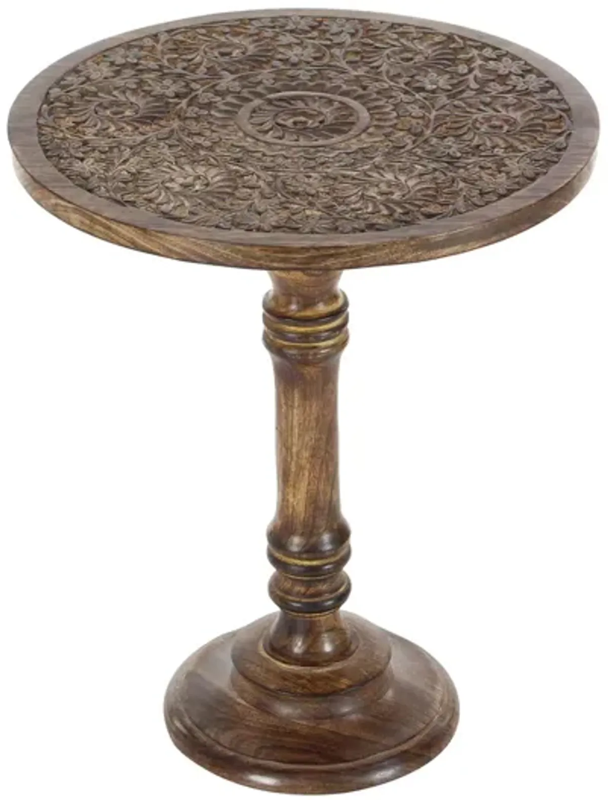 Ivy Collection Vintage Accent Table in Dark Brown by UMA Enterprises