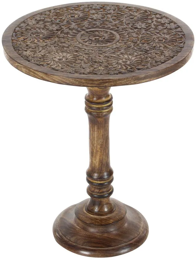 Ivy Collection Vintage Accent Table in Dark Brown by UMA Enterprises