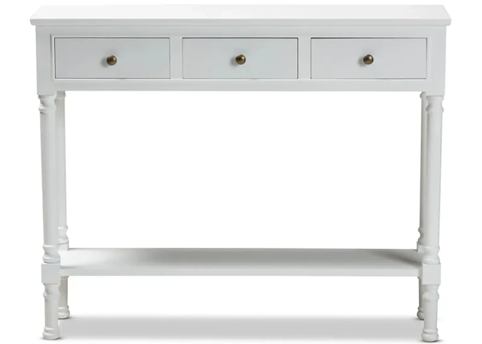 Calvin 3-Drawer Entryway Console Table in White by Wholesale Interiors