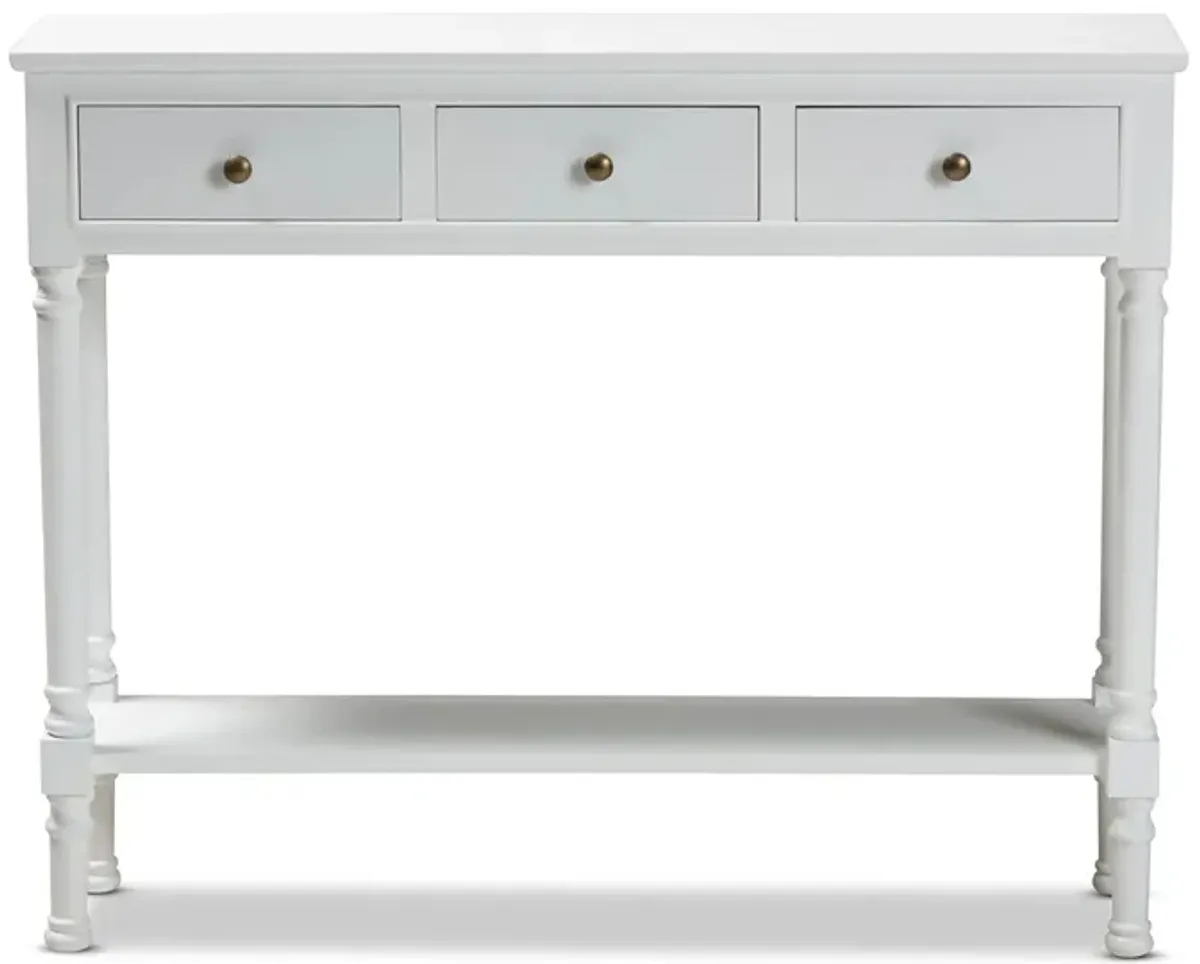 Calvin 3-Drawer Entryway Console Table in White by Wholesale Interiors