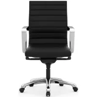 Tre Executive Mid Back Chair in Black Antimicrobial Vinyl; Silver by Coe Distributors