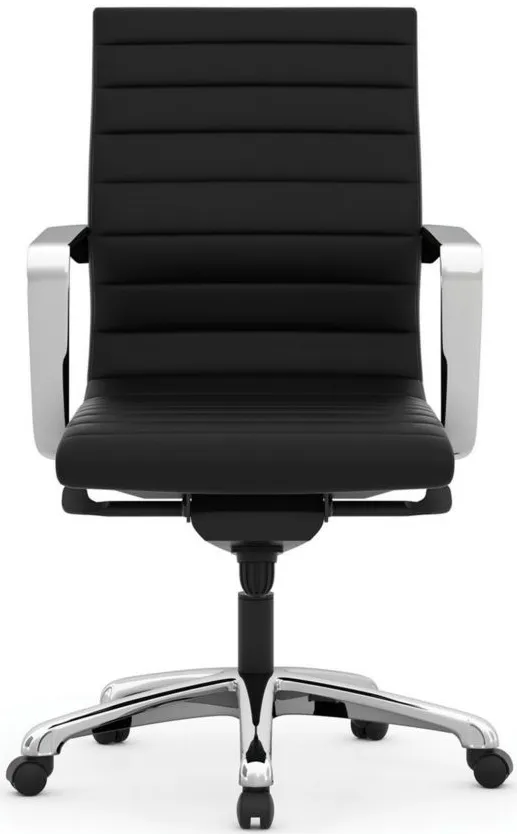 Tre Executive Mid Back Chair in Black Antimicrobial Vinyl; Silver by Coe Distributors