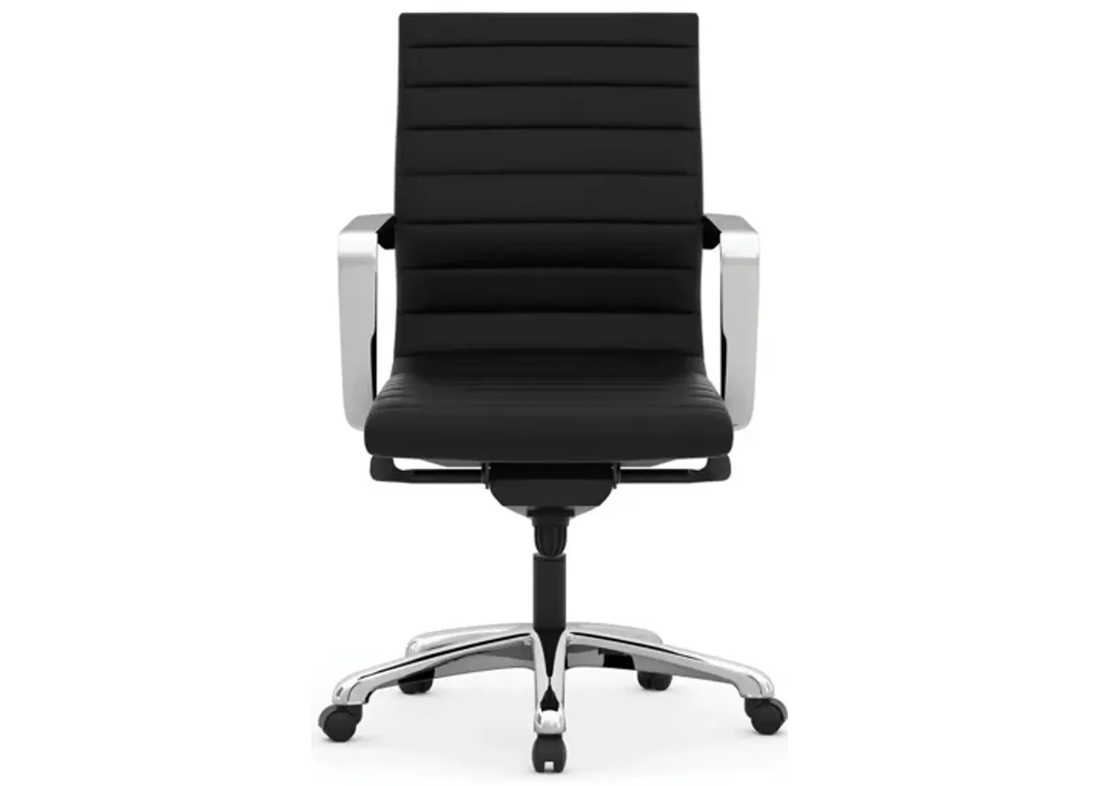 Tre Executive Mid Back Chair in Black Antimicrobial Vinyl; Silver by Coe Distributors