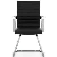 Tre Executive Guest Chair in Black Antimicrobial Vinyl; Silver by Coe Distributors