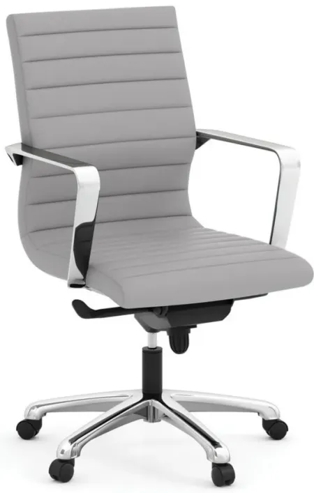 Tre Executive Mid Back Chair in Light Gray Antimicrobial Vinyl; Silver by Coe Distributors
