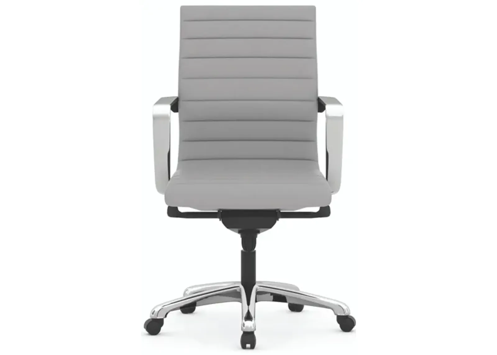 Tre Executive Mid Back Chair in Light Gray Antimicrobial Vinyl; Silver by Coe Distributors