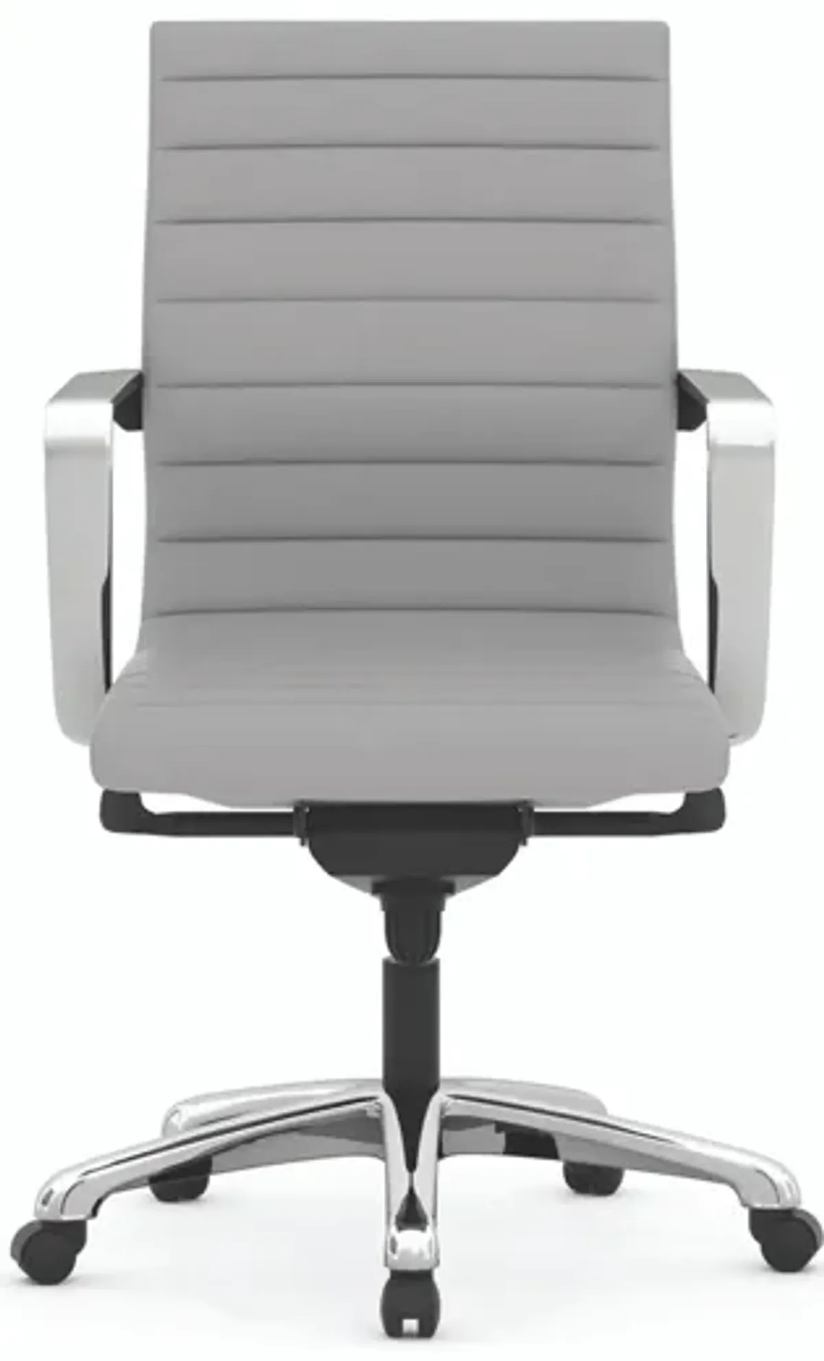 Tre Executive Mid Back Chair in Light Gray Antimicrobial Vinyl; Silver by Coe Distributors