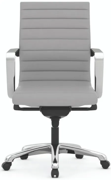 Tre Executive Mid Back Chair in Light Gray Antimicrobial Vinyl; Silver by Coe Distributors