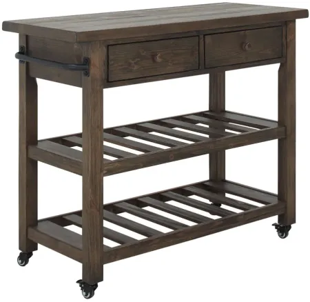 Kardy 2-Drawer Kitchen Cart in Brown by Coast To Coast Imports