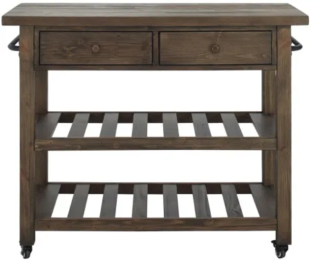 Kardy 2-Drawer Kitchen Cart in Brown by Coast To Coast Imports