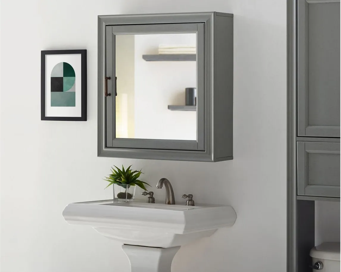 Tara Mirrored Wall Cabinet in Gray by Crosley Brands