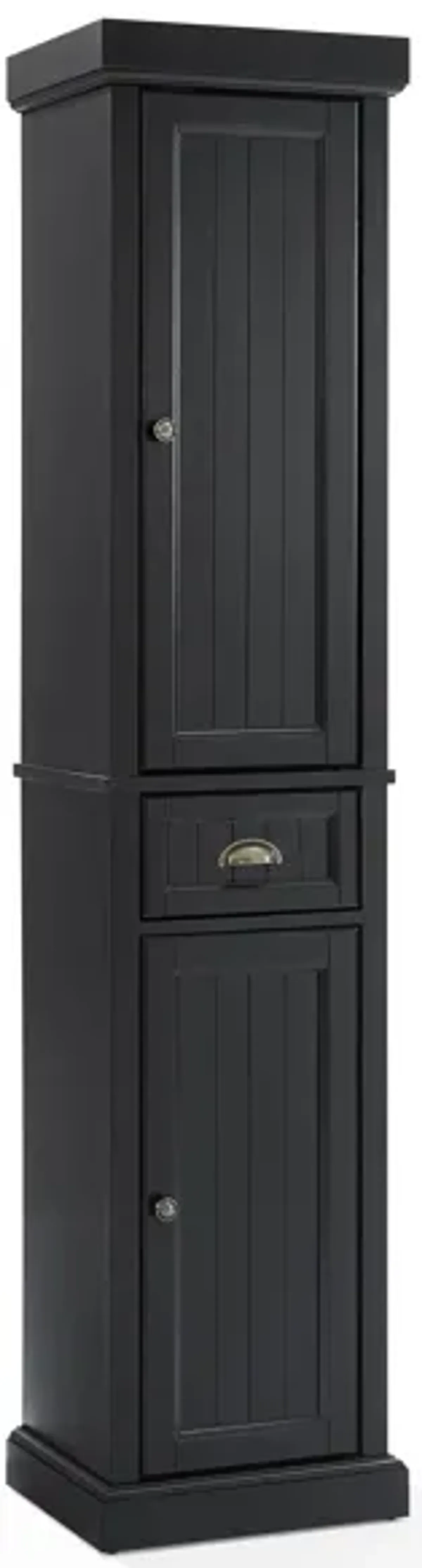 Seaside Tall Linen Cabinet in Distressed Black by Crosley Brands