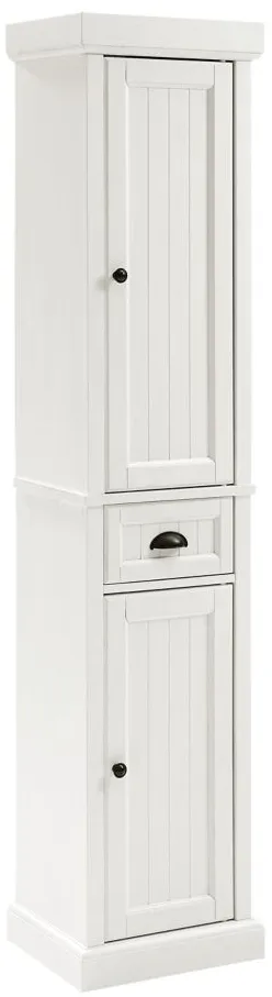 Seaside Tall Linen Cabinet in Distressed White by Crosley Brands