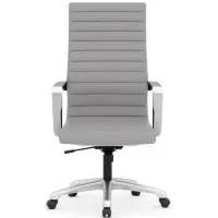 Tre Lite High Back Executive Chair in Light Gray Antimicrobial Vinyl; Silver by Coe Distributors