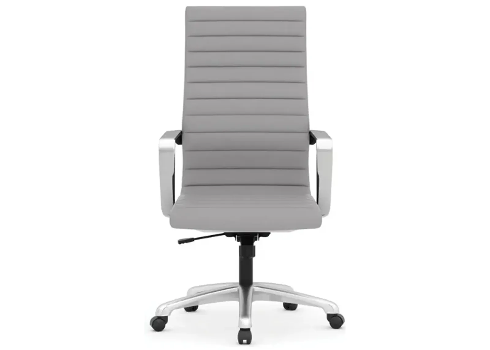 Tre Lite High Back Executive Chair in Light Gray Antimicrobial Vinyl; Silver by Coe Distributors