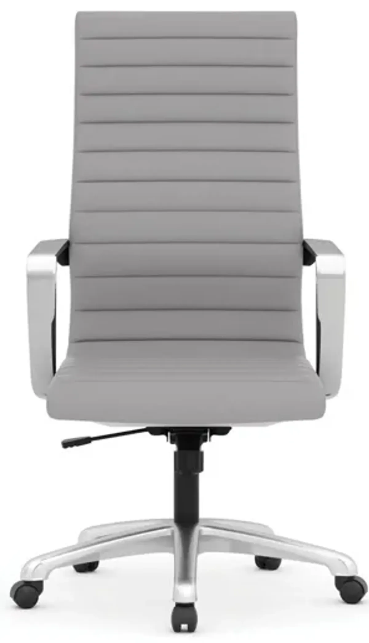 Tre Lite High Back Executive Chair in Light Gray Antimicrobial Vinyl; Silver by Coe Distributors