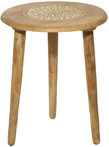 Ivy Collection Drum Accent Table in Brown by UMA Enterprises