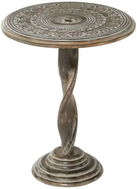 Ivy Collection Flute Accent Table in Brown by UMA Enterprises