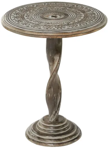 Ivy Collection Flute Accent Table in Brown by UMA Enterprises