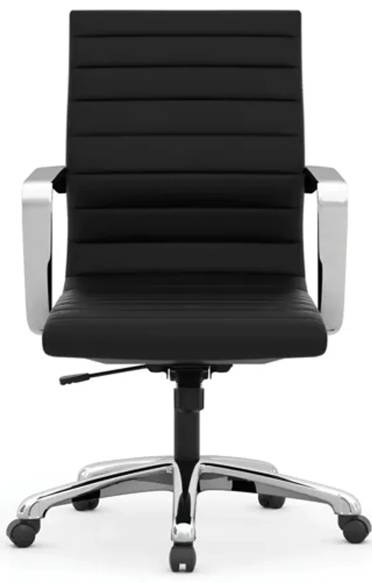 Tre Lite Mid Back Executive Chair in Black Antimicrobial Vinyl; Silver by Coe Distributors