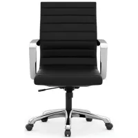 Tre Lite Mid Back Executive Chair in Black Antimicrobial Vinyl; Silver by Coe Distributors