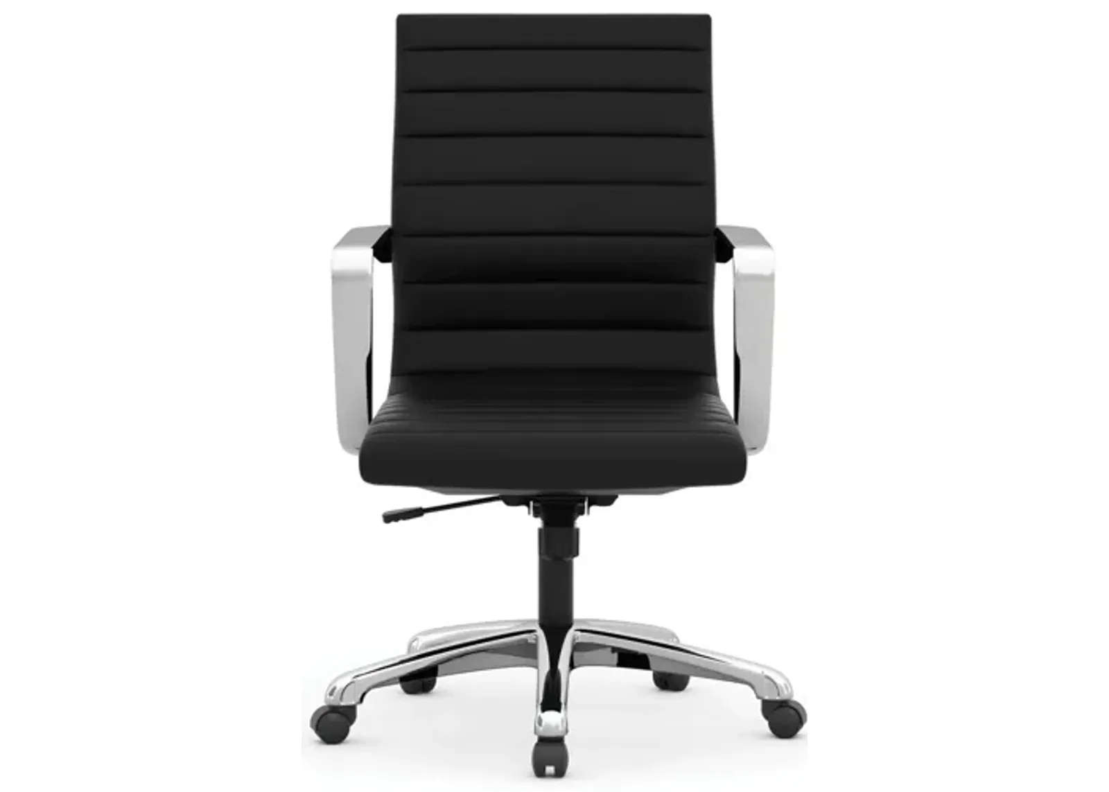 Tre Lite Mid Back Executive Chair in Black Antimicrobial Vinyl; Silver by Coe Distributors