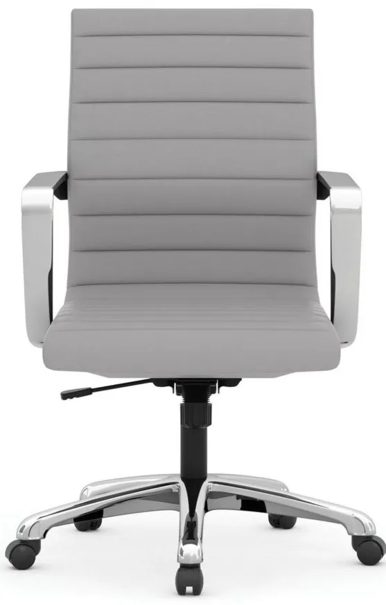 Tre Lite Mid Back Executive Chair in Light Gray Antimicrobial Vinyl; Silver by Coe Distributors