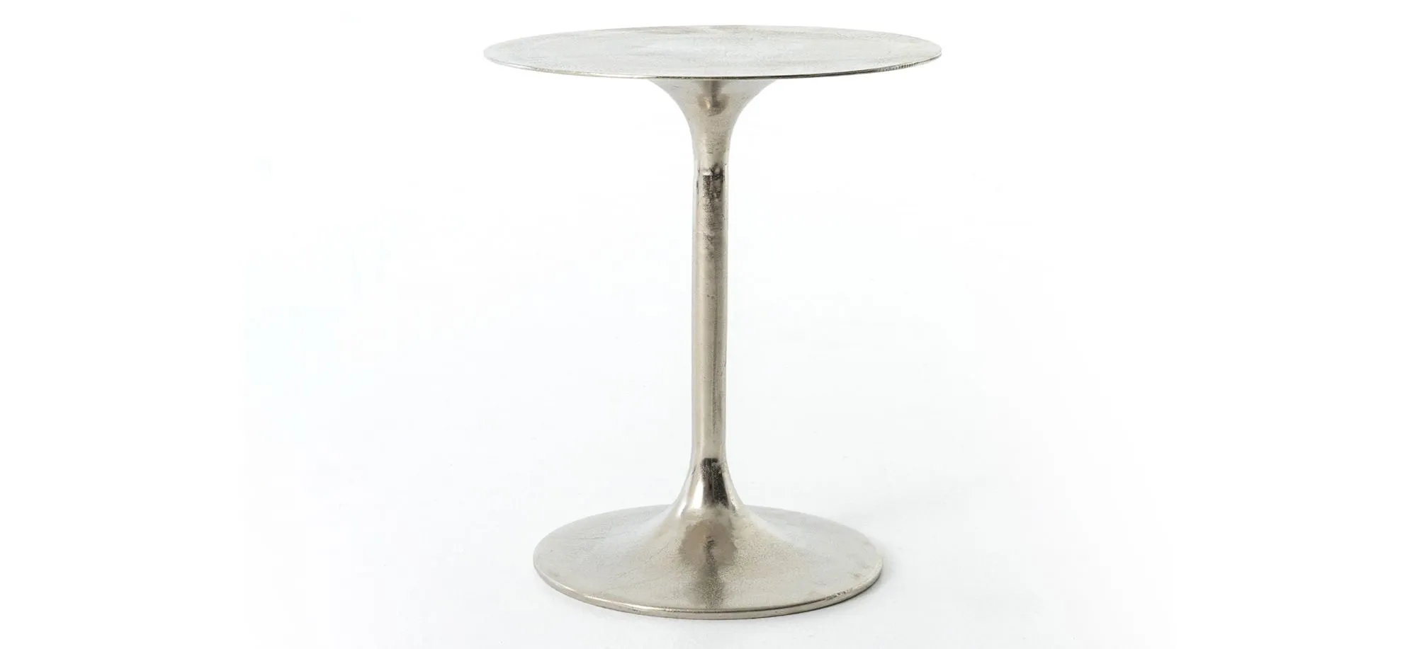 Tulip Round Side Table in Raw Nickel by Four Hands