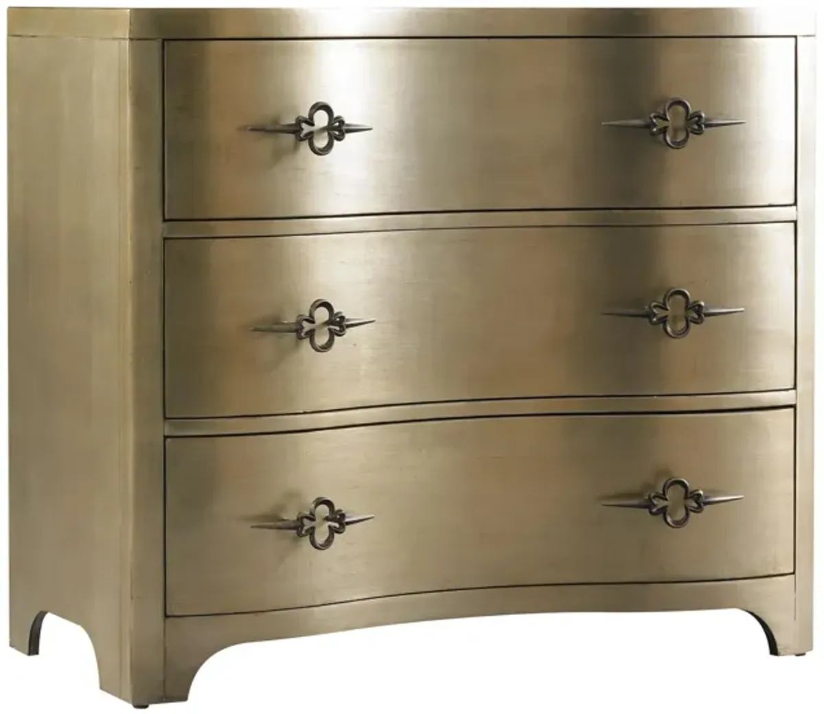 Sanctuary Three Drawer Shaped Front Chest in Antiqued Mirror / Gold by Hooker Furniture