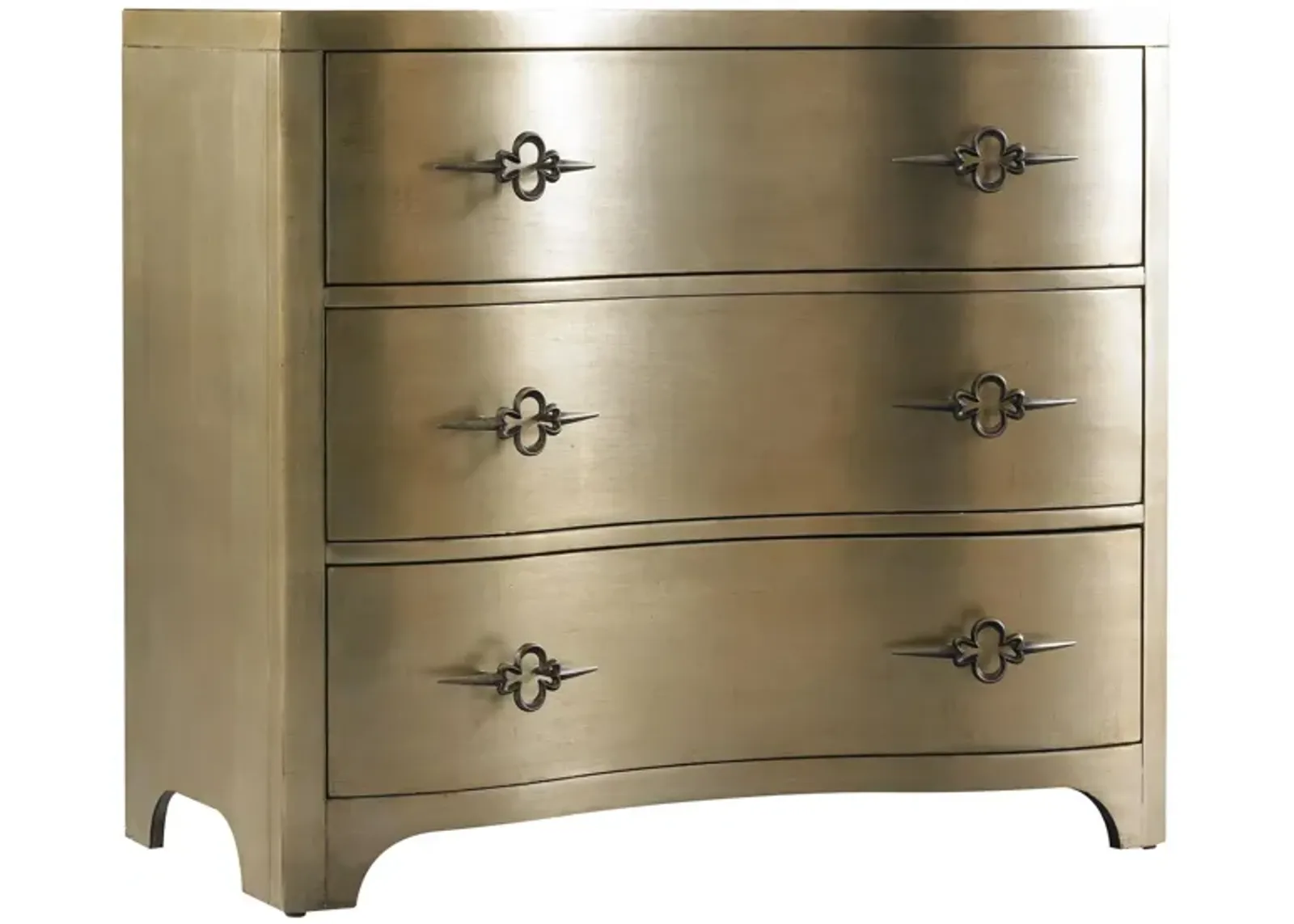 Sanctuary Three Drawer Shaped Front Chest in Antiqued Mirror / Gold by Hooker Furniture