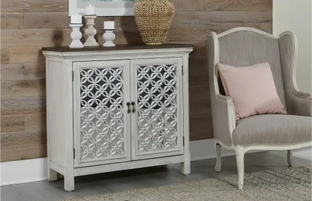 Westridge 2 Door Accent Cabinet in White Finishes with Worn Wood Tops by Liberty Furniture