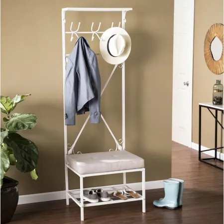 Thorne Entryway Bench/Storage Rack in White by SEI Furniture