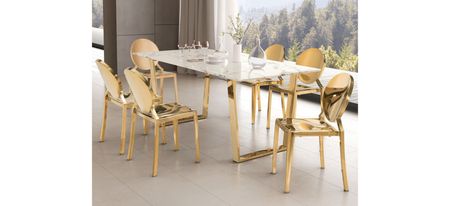 Atlas Dining Table in White, Gold by Zuo Modern