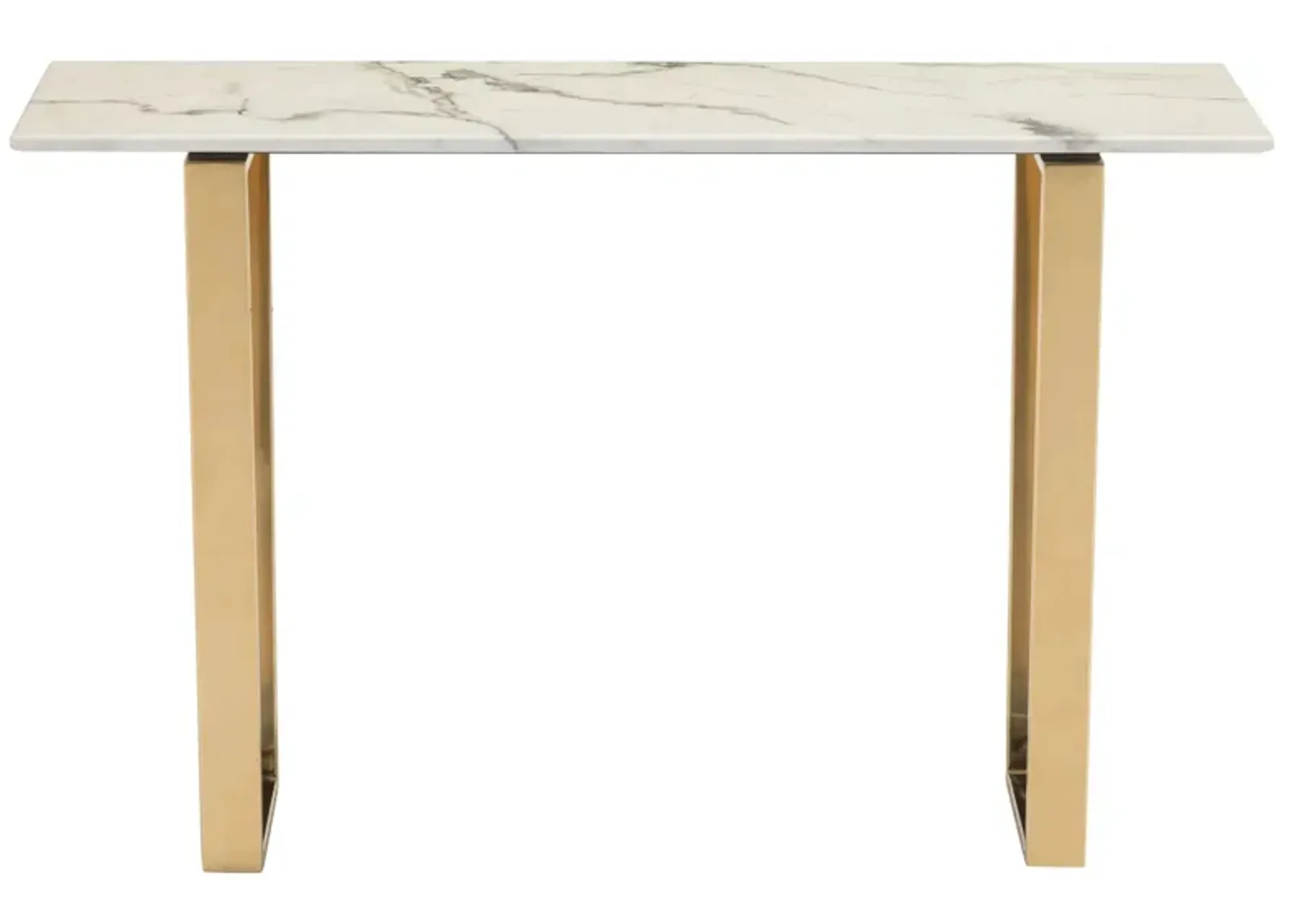 Atlas Console Table in White, Gold by Zuo Modern