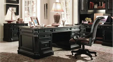 Telluride Executive Desk in Black Finish, Red Brown by Hooker Furniture