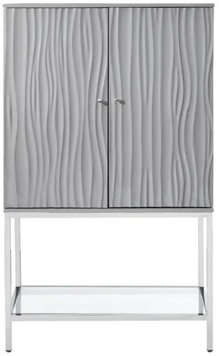 Wadley Wine Cabinet in Waves Glossy Grey by Coast To Coast Imports