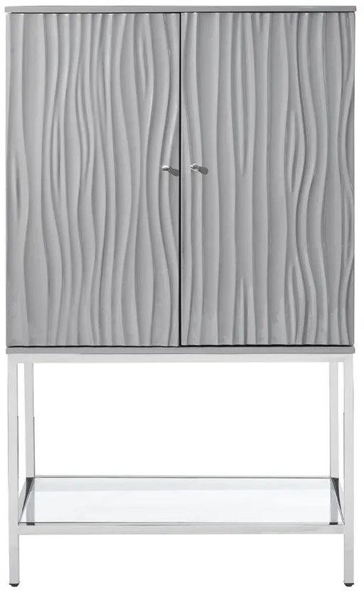 Wadley Wine Cabinet in Waves Glossy Grey by Coast To Coast Imports
