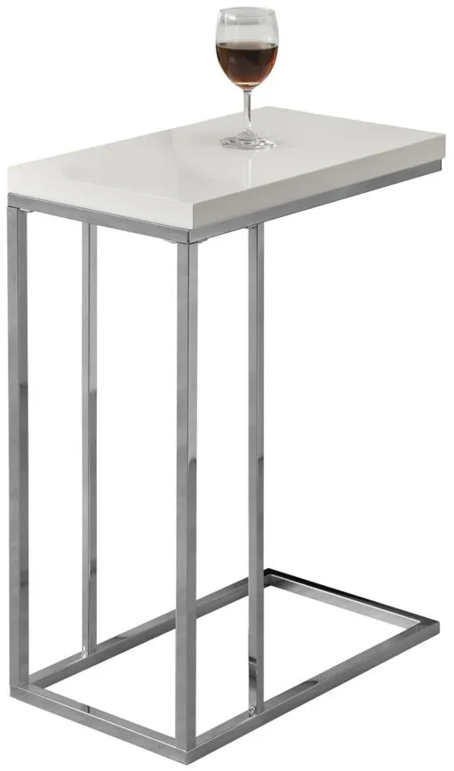 Delevan Accent Table in Chrome/Glossy White by Monarch Specialties