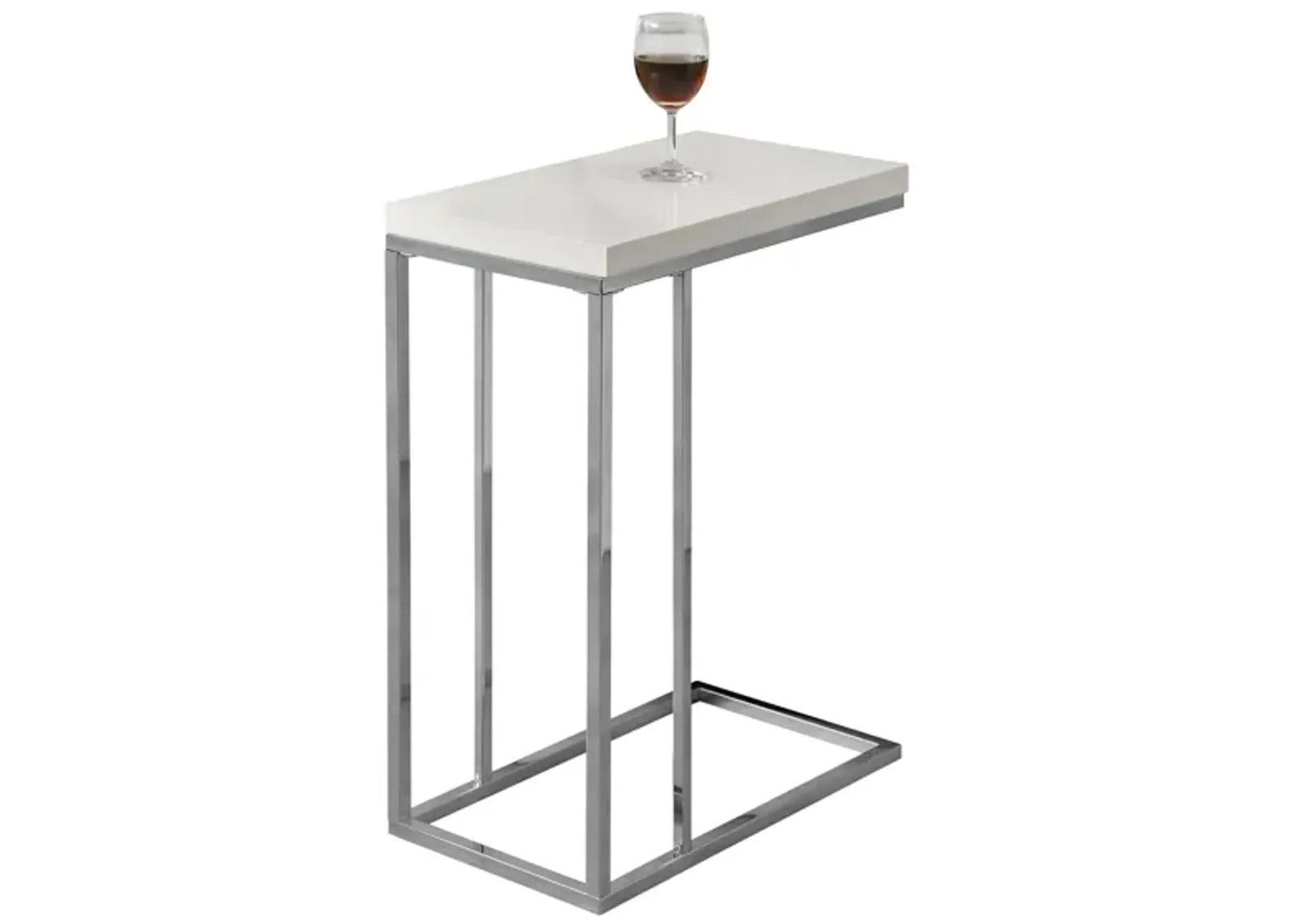 Delevan Accent Table in Chrome/Glossy White by Monarch Specialties