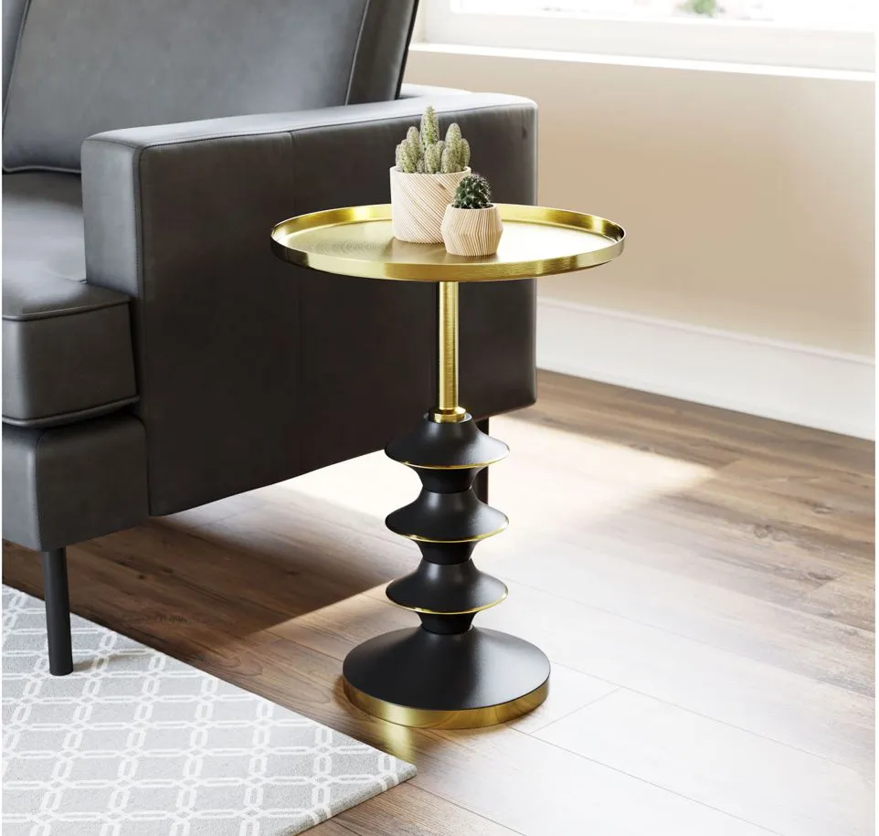 Donahue Side Table in Gold, Black by Zuo Modern