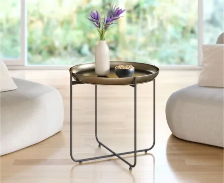Bronson Side Table in Bronze by Zuo Modern