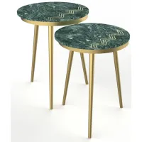 Avery Set of 2 Nesting Tables in Avery Green & Gold by Coast To Coast Imports